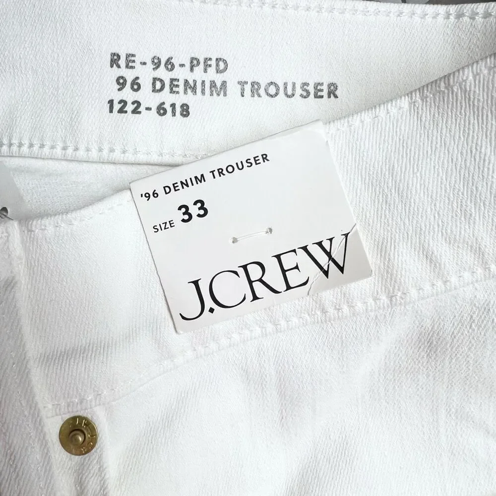 J. Crew High-rise denim trouser jean White Wide Leg Minimalist Size 33 NWT CH679